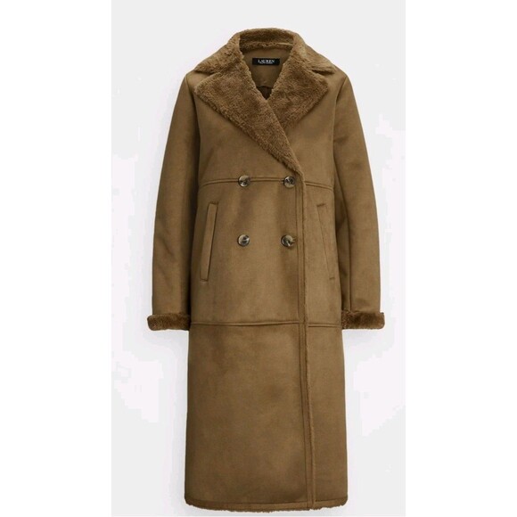 Ralph Lauren Jackets & Blazers - Lauren Ralph Lauren Faux Sherpa Suede Double Breasted Coat Long Heavy Sz 2XL